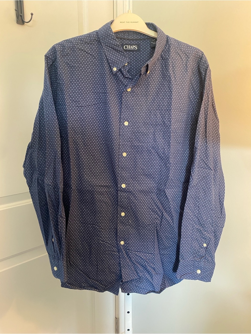 Chaps Men’s Navy Blue Dot Print Button-Down Shirt L
